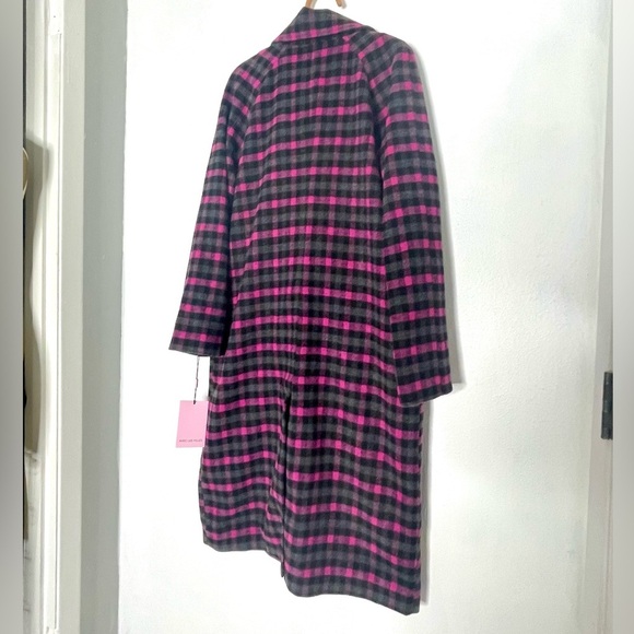 Avec Les Filles Plaid Double Breasted Coat Grey Black Pink. Size Medium. NWT. - Picture 7 of 12